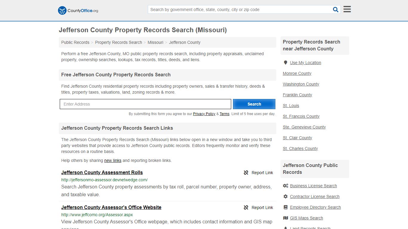 Jefferson County Property Records Search (Missouri) - County Office